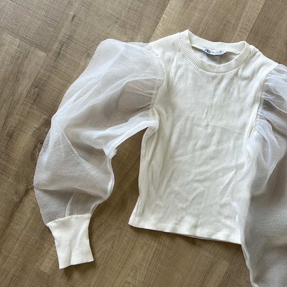 Zara White Organza Top